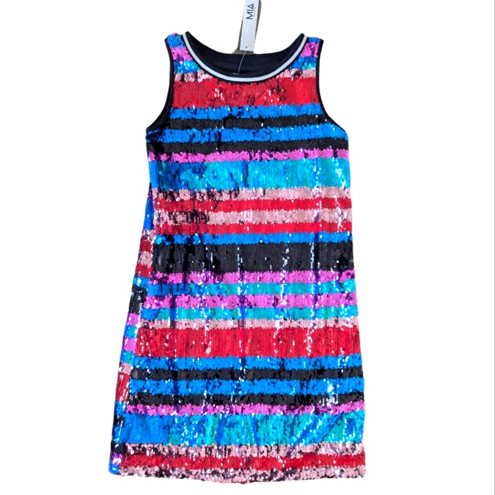 NWT MIA New York Sequin Striped Dress Sz.L